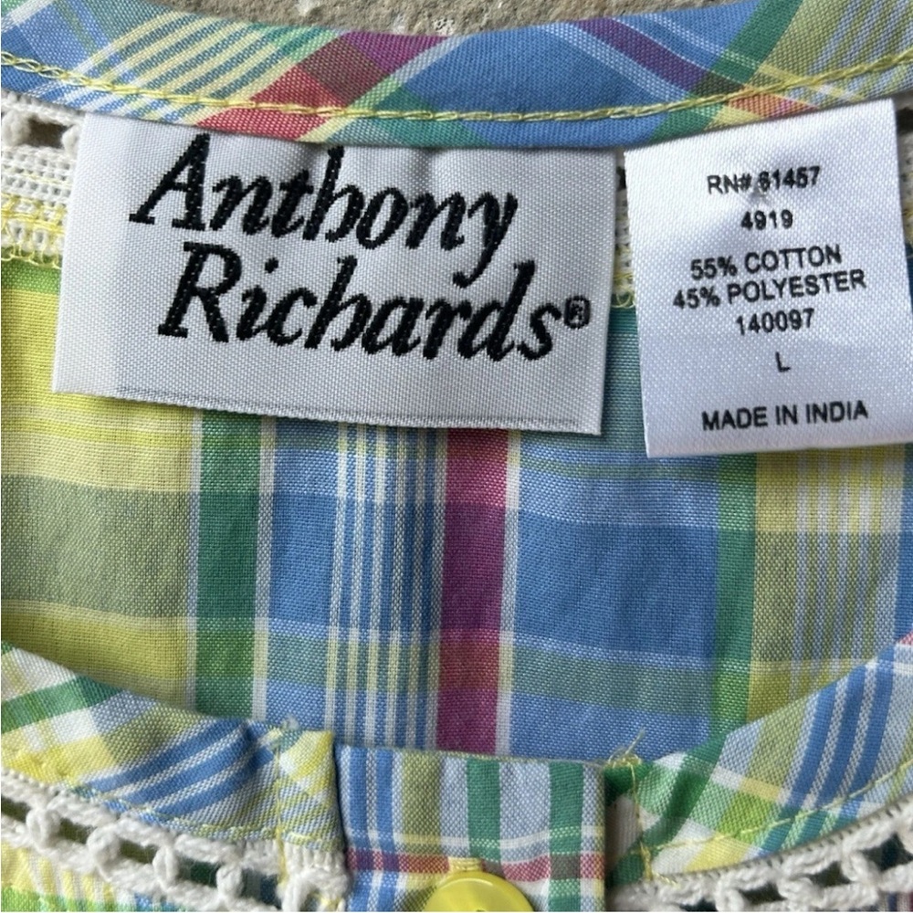 ANTHONY RICHARDS Nightgown House Dress Large Multicolor Plaid Sleeveless NWOT - Picture 8 of 8
